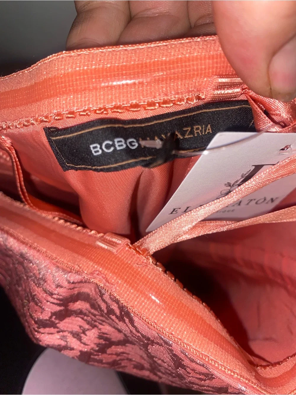 BCBG Max Azria Strapless Pink Metallic Jacquard Fit & Flare Cocktail Dress - Picture 4 of 7